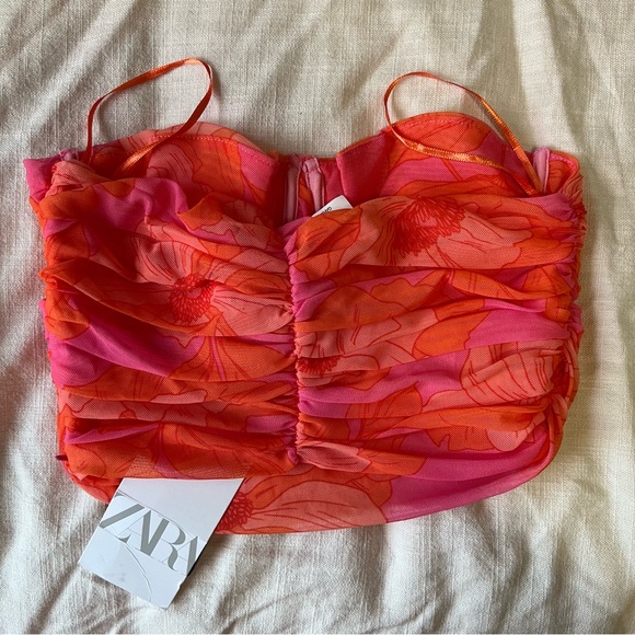 Zara Floral Strapless Top - Picture 2 of 3